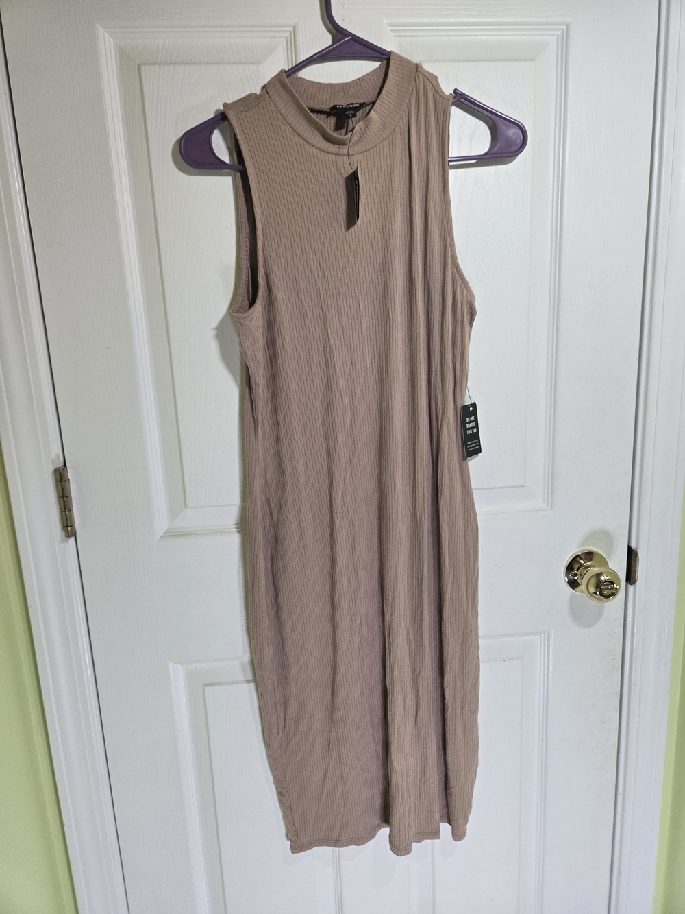 NWT Express Sleeveless Ribbed Midi Dress in Taupe